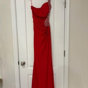 Anny Lee One Shoulder Red Dress